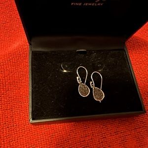 NEW .925 sterling silver drusy quartz teardrop earrings.